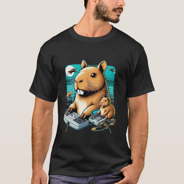 Video Games Lover Capybara Funny Video Games Capyb T-Shirt (Front)
