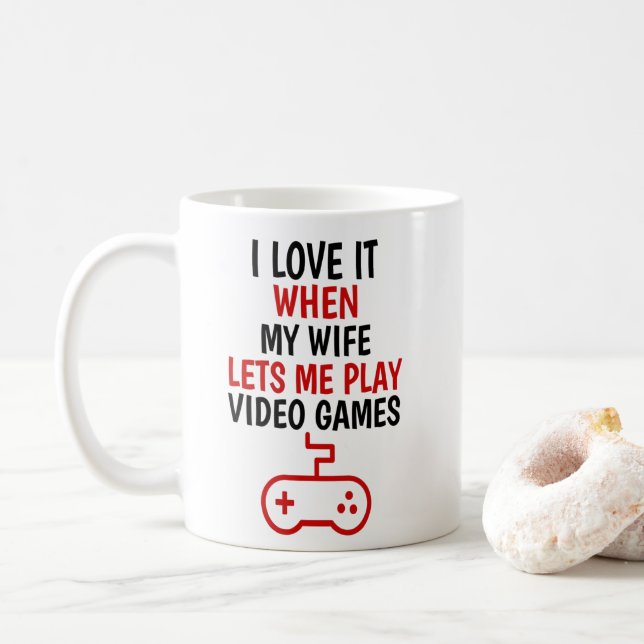 Video Games Loves Gift, Funny Gift For Husband, Coffee Mug (With Donut)