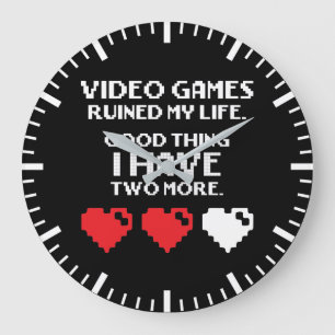 Video Games Ruined My Life, Funny Gamer, Gaming Large Clock
