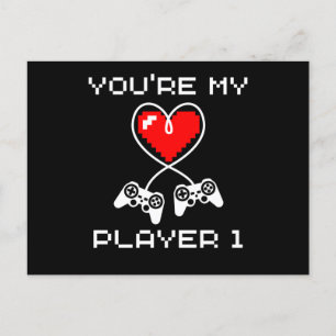 Video Games Valentines Day Youre My Player 1 Gamer Postcard