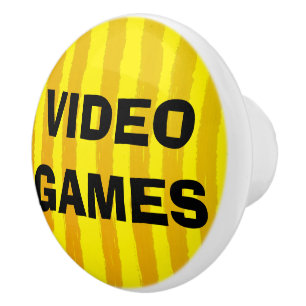 Video Games Yellow Orange Stripes Ceramic Knob
