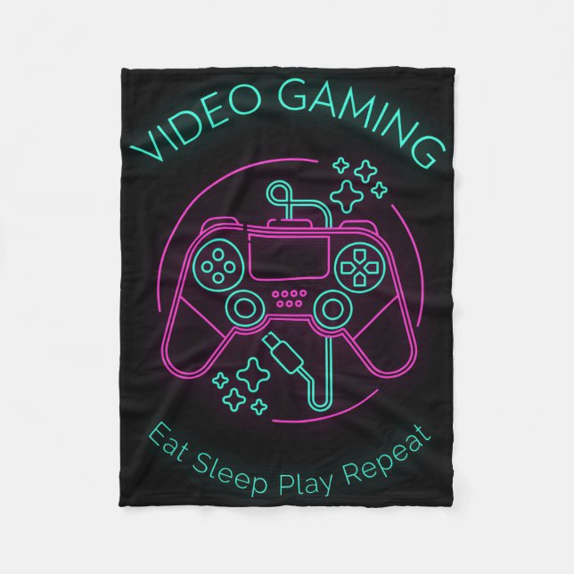 Video Gaming Eat Sleep Play Repeat Fleece Blanket (Front)