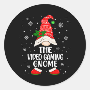 Video Gaming Gnome Funny Matching Family Christmas Classic Round Sticker