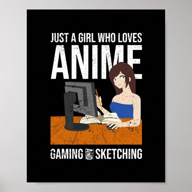 Video Gaming Sketching Anime Lover Gamer Girls Wom Poster (Front)