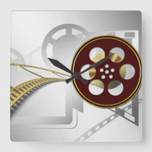 Video Reel Art Square Wall Clock