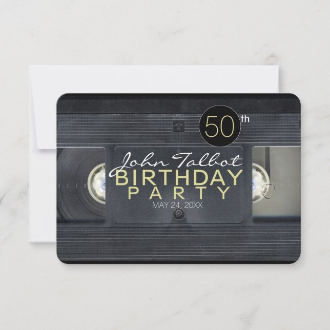 Video Tape 2 VHS 50th Birthday Party Invitation (Front)