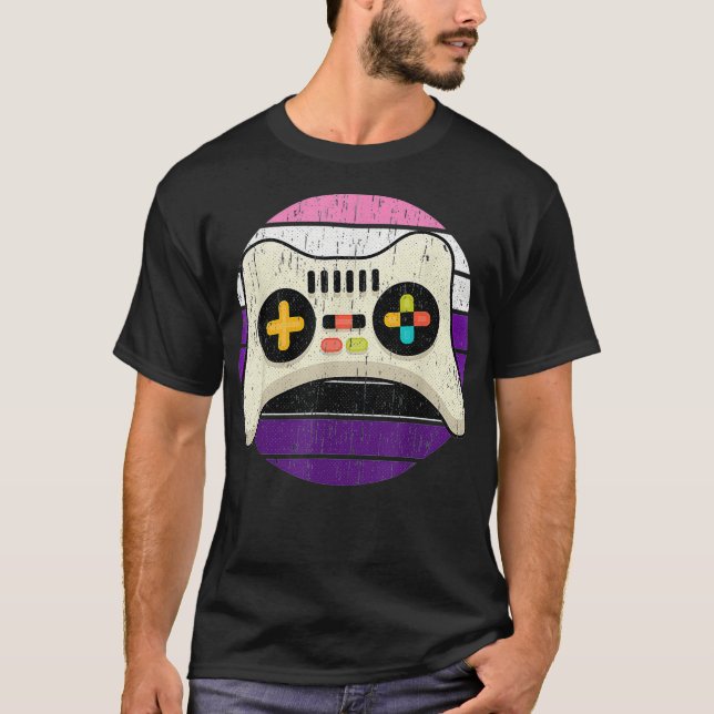 VideoGame Controller Genderfluid Pride Gaming LGBT T-Shirt (Front)