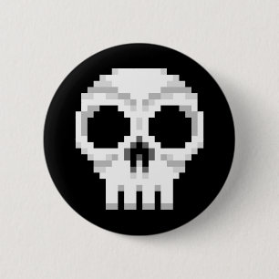 Videogame Death Skull - Pixel Art 6 Cm Round Badge