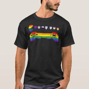 VideoGame Funny Gaming LGBTQ Ally Pride Flag Gamer T-Shirt