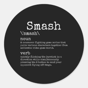 Videogames Smash Definition Funny Video Game Gamer Classic Round Sticker
