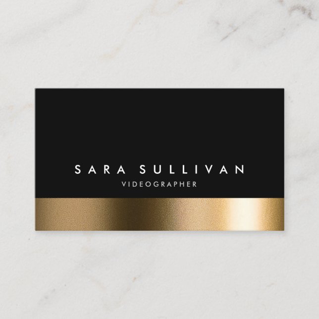 Videographer Bold Black Gold Business Card (Front)