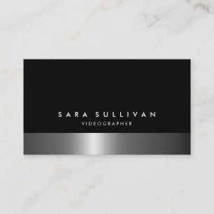 Videographer Bold Dark Chrome Business Card