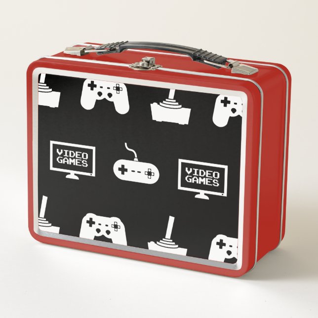 Videos Games Themed Gaming Design Video Game Gamer Metal Lunch Box (Front)