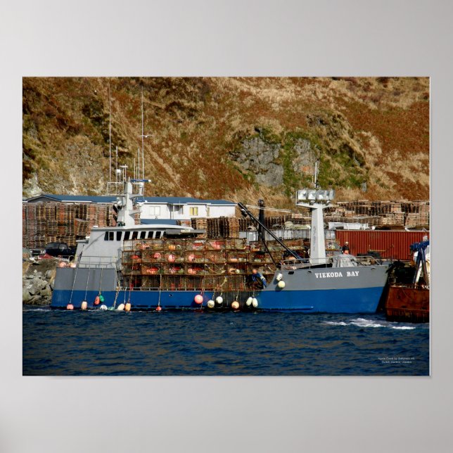 Viekoda Bay, Crab Boat in Dutch Harbour, Alaska Poster (Front)