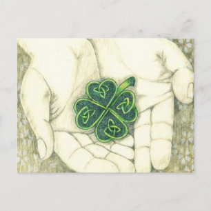 Viel Glück!, keltischer Knoten, Kleeblatt, Postcard