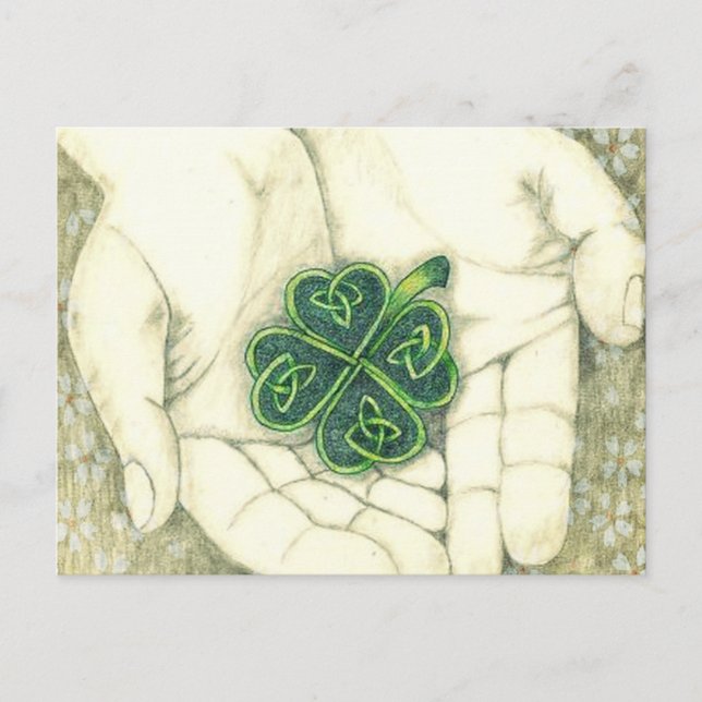 Viel Glück!, keltischer Knoten, Kleeblatt, Postcard (Front)