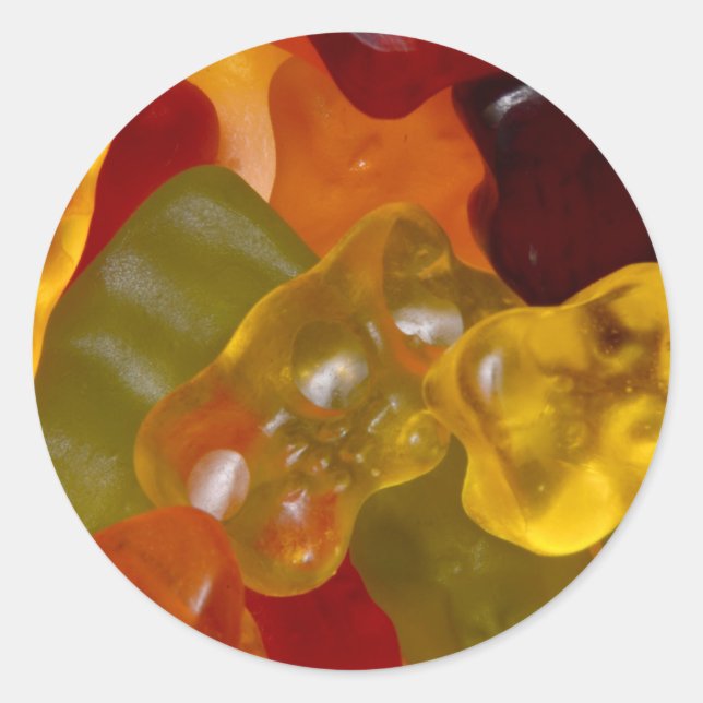 Viele bunte Gummibärchen Classic Round Sticker (Front)
