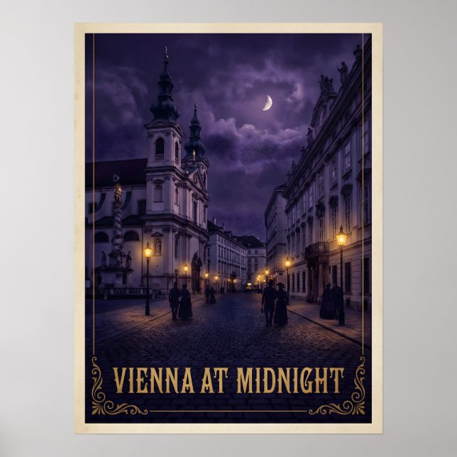 : Vienna At Midnight Dark Gothic Travel  Poster (Front)