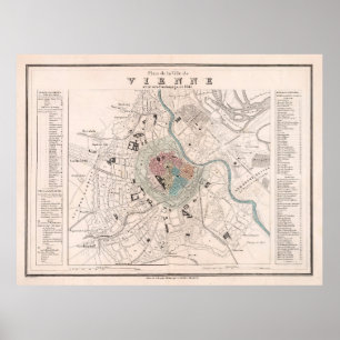 Vienna Austria Antique Map (1906) Vintage Wein Poster