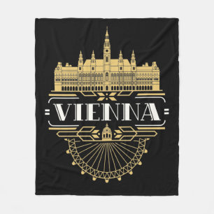 Vienna Austria Art Deco Aesthetic Souvenir Fleece Blanket