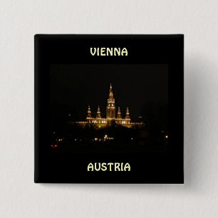 Vienna, Austria at Night 15 Cm Square Badge