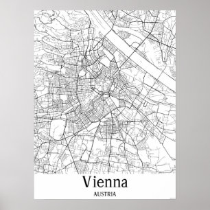 Vienna Austria Black and White Europe City Map Poster