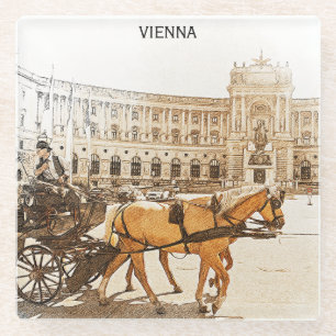 Vienna Austria City Panorama View Glass Coaster