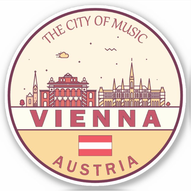 Vienna Austria City Skyline Emblem (Front)