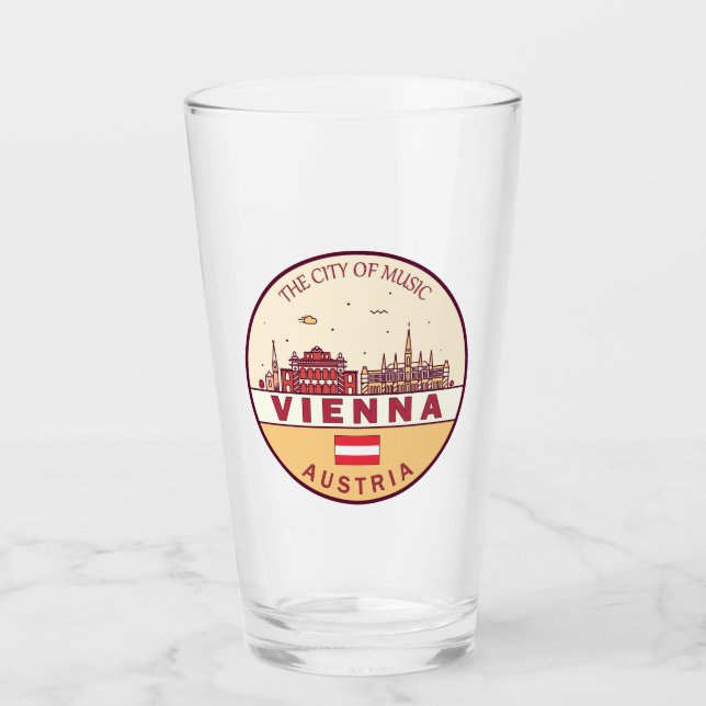 Vienna Austria City Skyline Emblem Glass (Front)