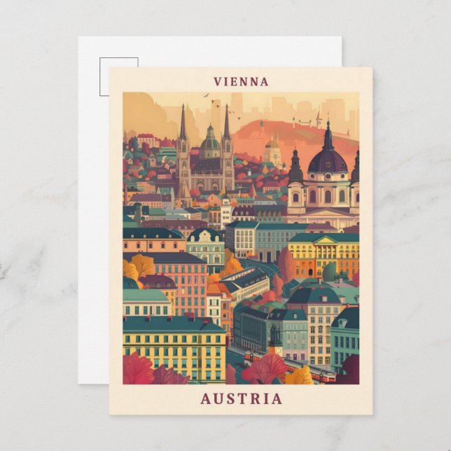 Vienna Austria Elegant Art Vintage Travel Postcard (Front/Back)