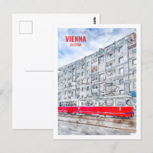 Vienna Austria Famous Travel Watercolor Postcard