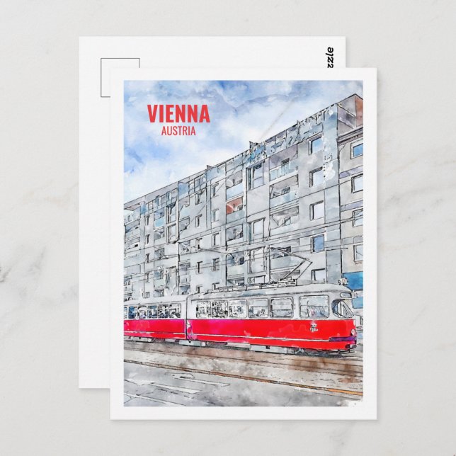 Vienna Austria Famous Travel Watercolor Postcard (Front/Back)