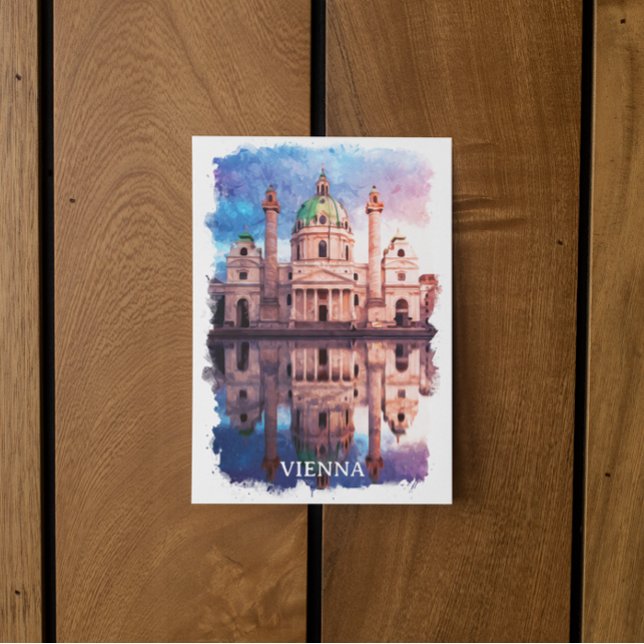 Vienna Austria karlskirche Church Watercolor Postcard (vienna karlskirche austria vintage postcard)
