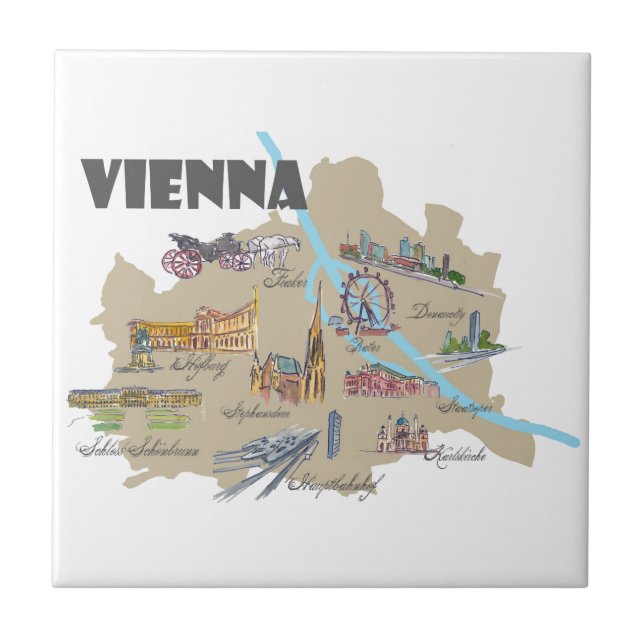 Vienna Austria Map Overview Tile (Front)
