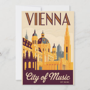 Vienna Austria Retro Skyline Cityscape Travel Holiday Card