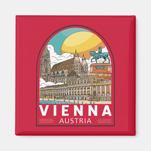 Vienna Austria Travel Retro Emblem Magnet (Front)
