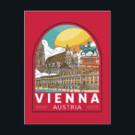 Vienna Austria Travel Retro Emblem Postcard<br><div class="desc">Vienna retro travel design in an emblem style. Its artistic and intellectual legacy was shaped by residents including Mozart,  Beethoven and Sigmund Freud.</div>