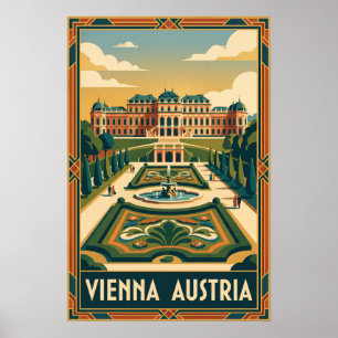 Vienna Austria Vintage Travel Illustration Poster