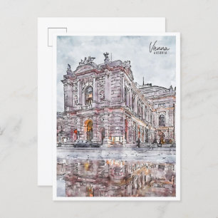 Vienna Austria vintage travel watercolor Postcard