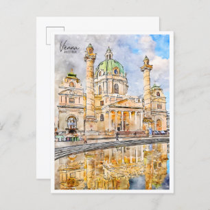 Vienna Austria vintage travel watercolor Postcard
