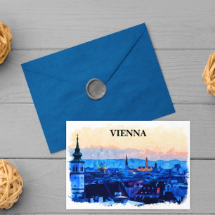 Vienna Austria Watercolor City View Postcard