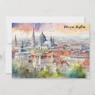 Vienna Austria Watercolor Painting Panorama View  Card