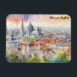 Vienna Austria Watercolor Painting Panorama View  Magnet<br><div class="desc">Check out this colourful Vienna Austria Photo Magnet featuring a watercolor artwork of the austrian capital with its landmarks and monuments. Great souvenir and gift idea for every tourist.</div>