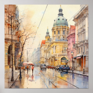 Vienna Bohemian Style Watercolor Painting   Poster