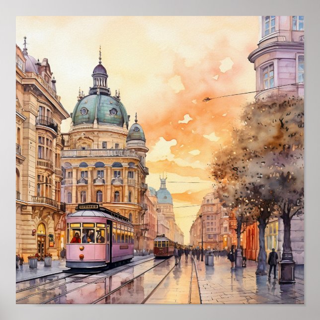 Vienna Bohemian Style Watercolor Painting   Poster (Front)