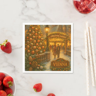 Vienna Christmas Market Vintage Holiday Travel Napkin