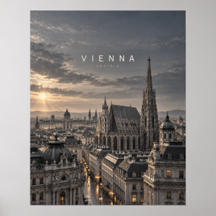 Vienna Cinematic Monochrome City Art Poster