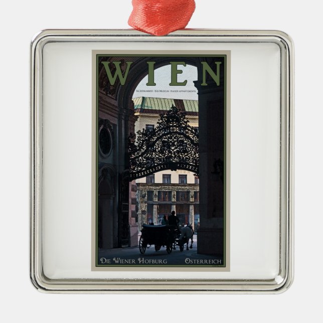 Vienna - Horse Carriage Metal Tree Decoration (Front)