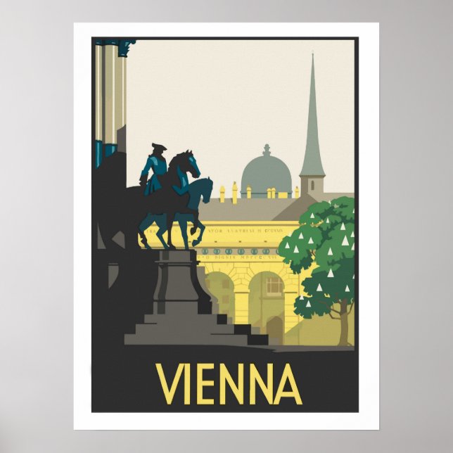 Vienna, illustration, vintage travel poster (Front)
