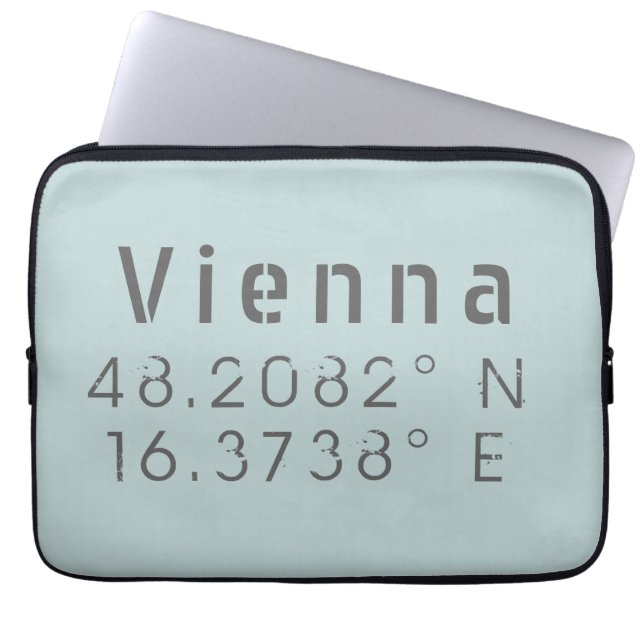 Vienna Latitude Longitude Laptop Sleeve (Front)
